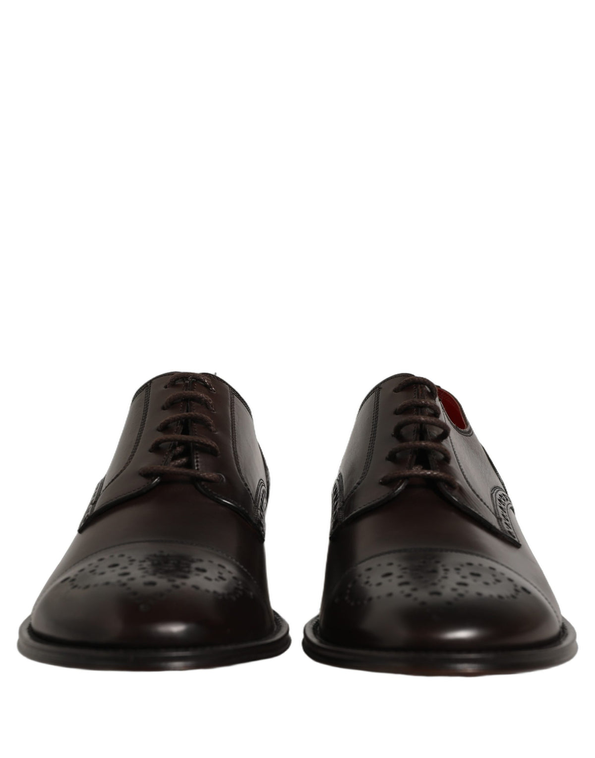 Dolce & Gabbana Maroon Calfskin Leather Derby Men Dress Men's Shoes
