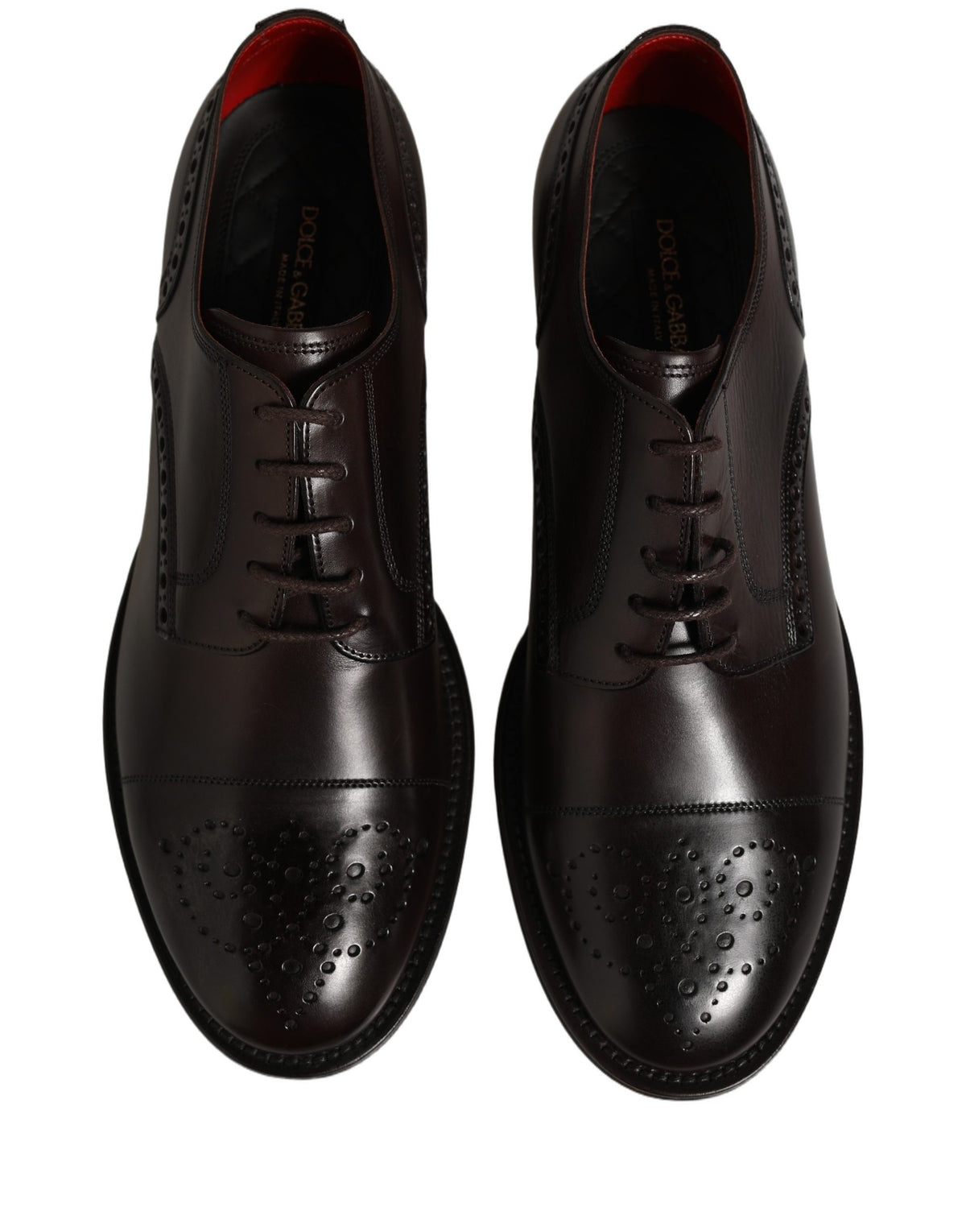 Dolce & Gabbana Maroon Calfskin Leather Derby Men Dress Men's Shoes