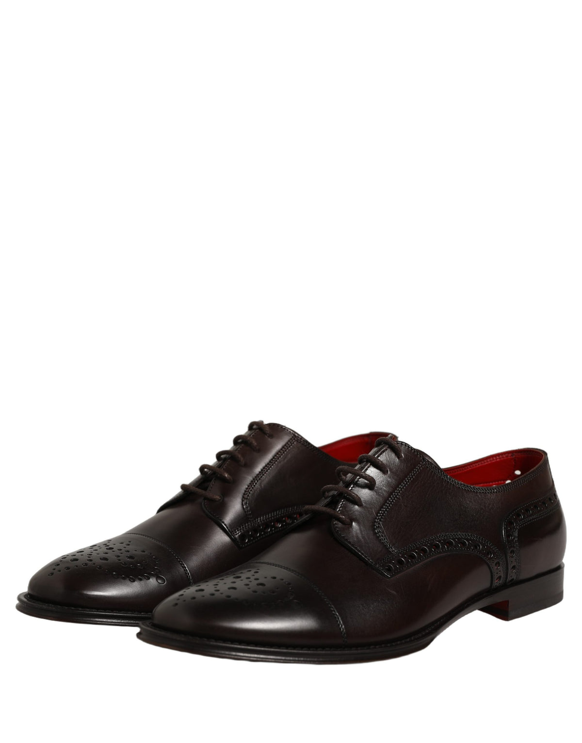 Dolce & Gabbana Maroon Calfskin Leather Derby Men Dress Men's Shoes