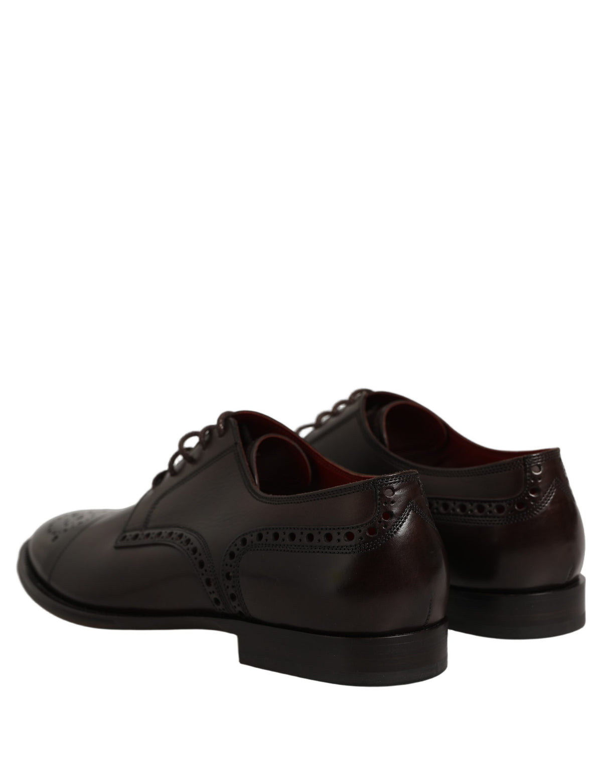 Dolce & Gabbana Maroon Calfskin Leather Derby Men Dress Men's Shoes