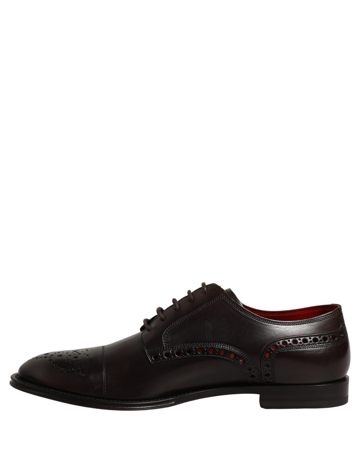 Dolce & Gabbana Maroon Calfskin Leather Derby Men Dress Men's Shoes