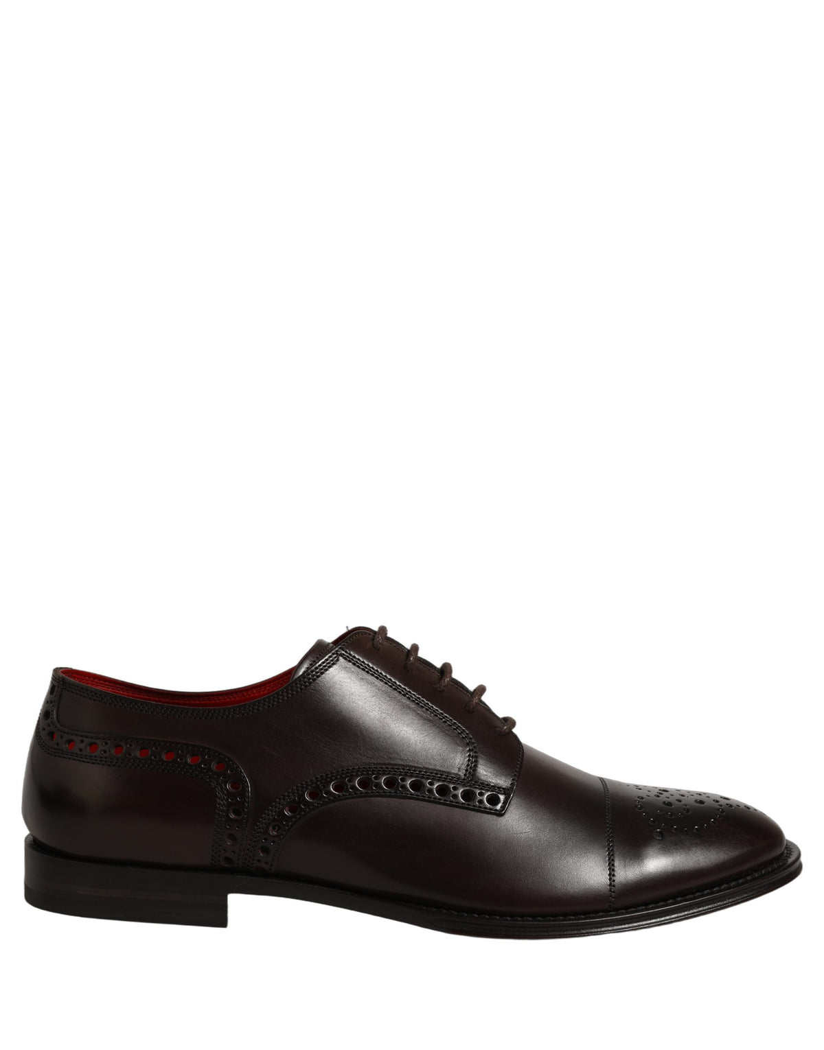 Dolce & Gabbana Maroon Calfskin Leather Derby Men Dress Men's Shoes