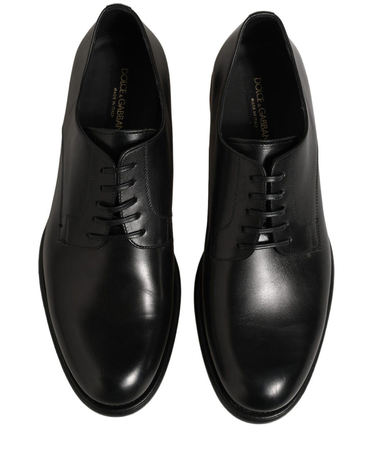Dolce & Gabbana Black Calfskin Leather Derby Men Dress Men's Shoes