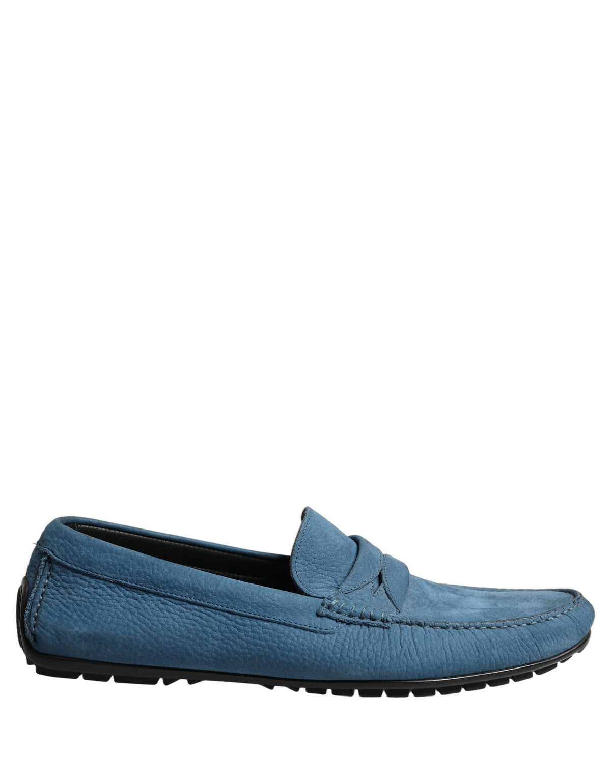 Dolce & Gabbana Blue Calfskin Leather Driver Loafers Men's Shoes