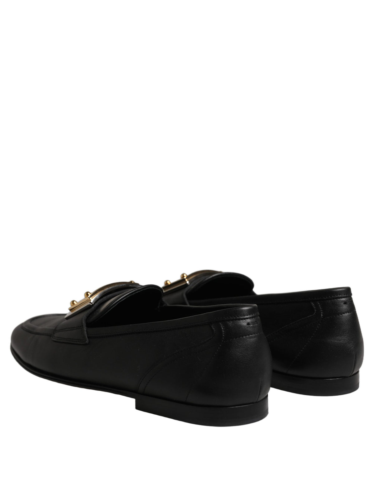 Dolce & Gabbana Black Leather Logo Plaque Loafers Men Men's Shoes