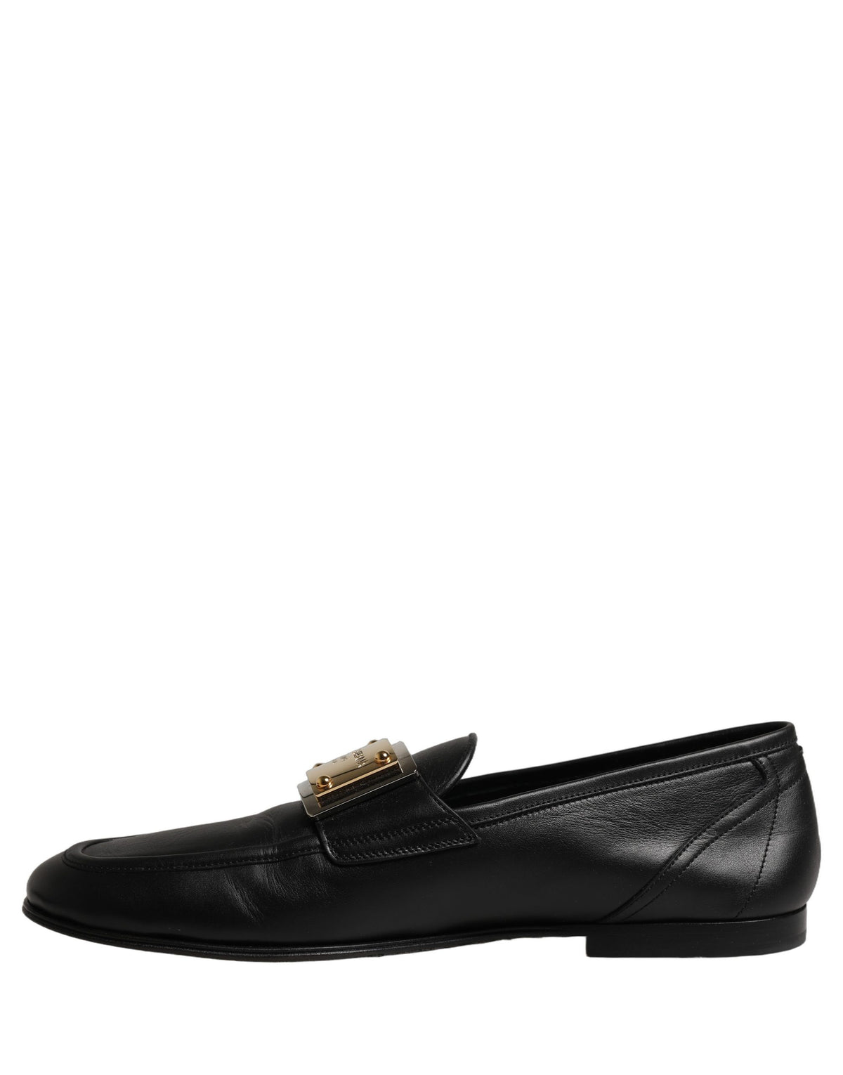 Dolce & Gabbana Black Leather Logo Plaque Loafers Men Men's Shoes