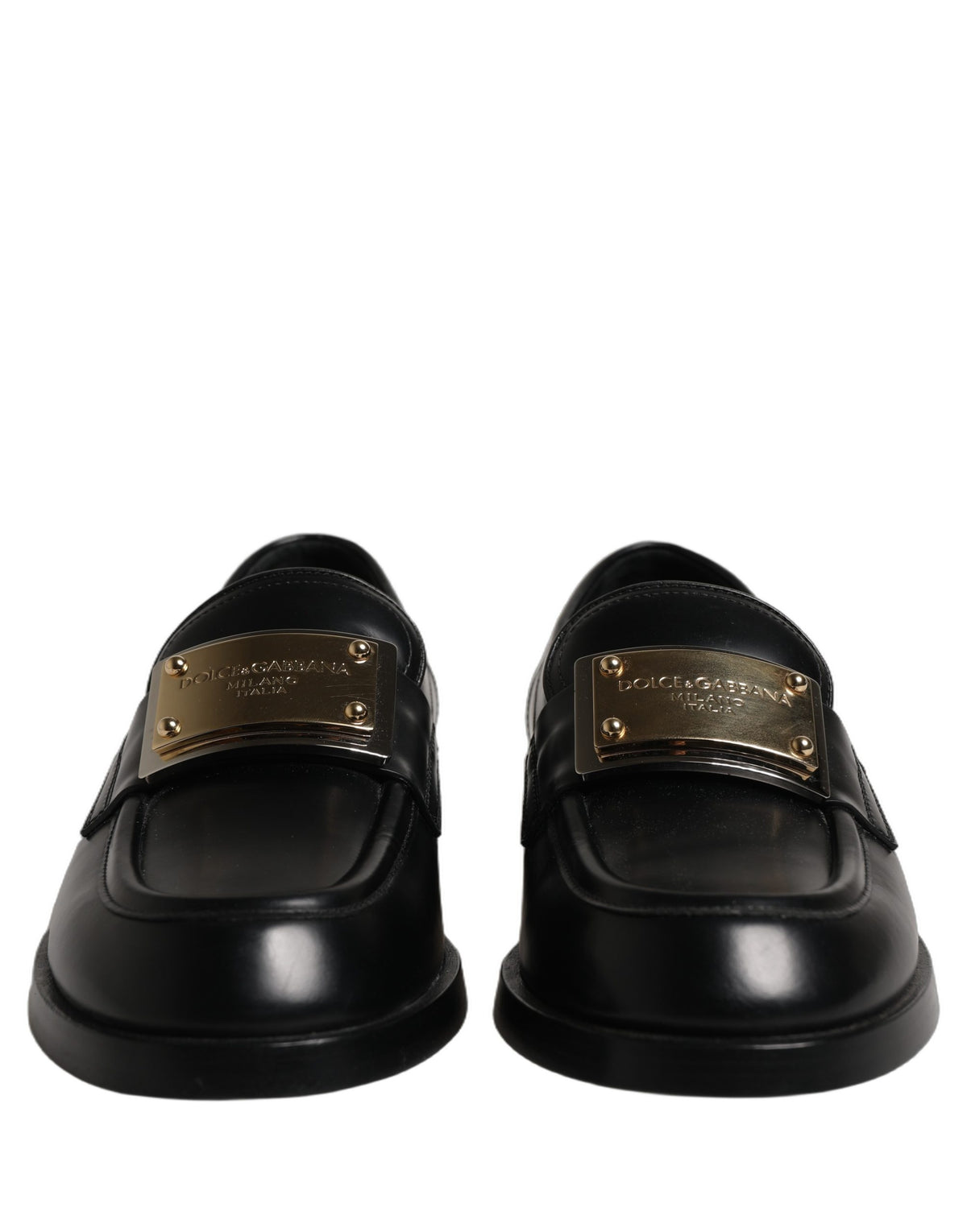 Dolce & Gabbana Black Leather Logo Plaque Loafers Men's Shoes (Pre-Owned)