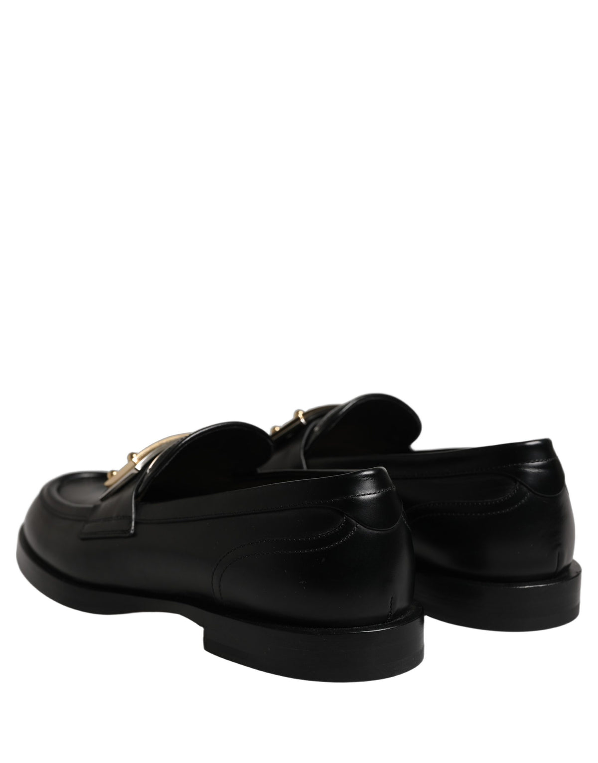 Dolce & Gabbana Black Leather Logo Plaque Loafers Men's Shoes (Pre-Owned)