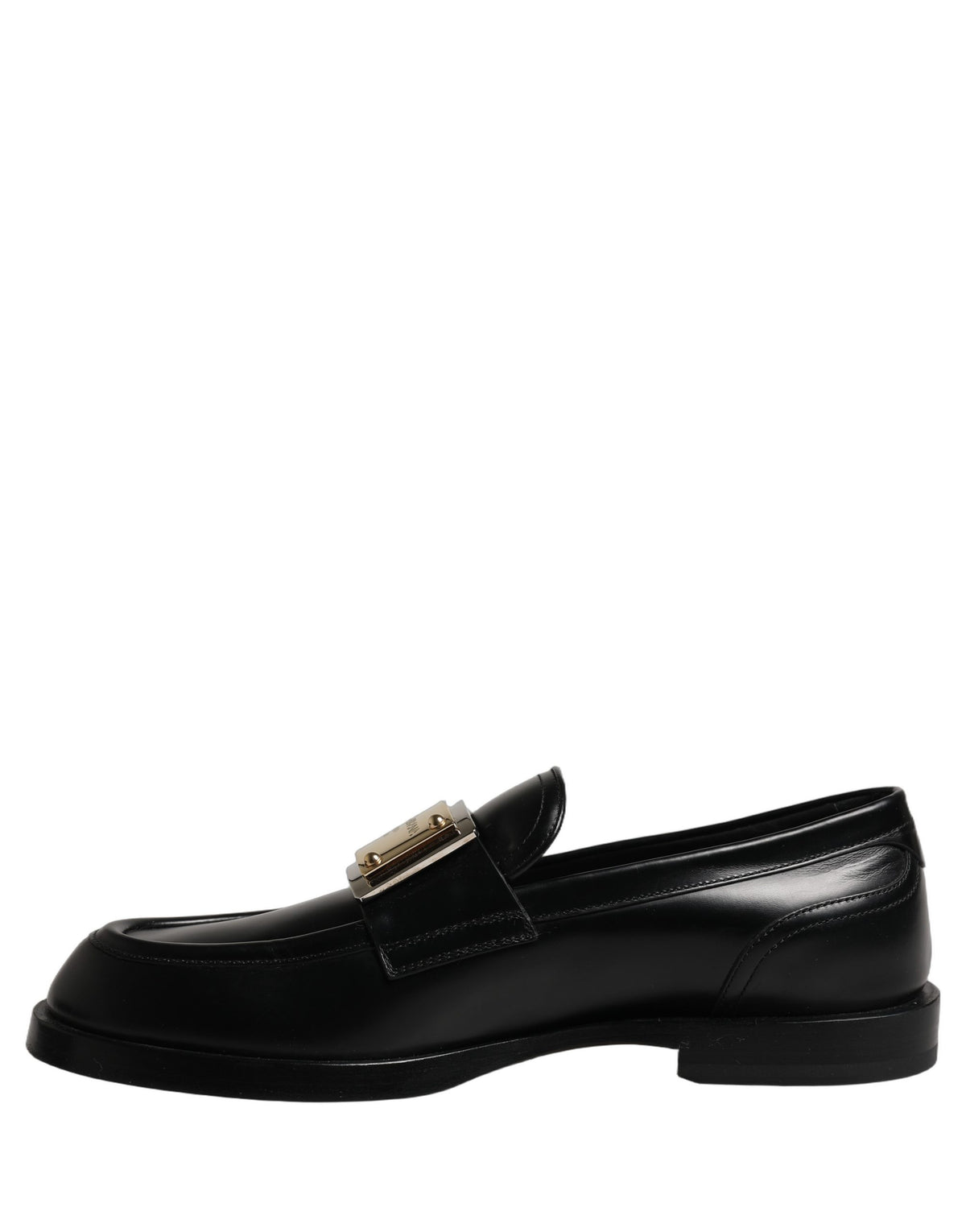 Dolce & Gabbana Black Leather Logo Plaque Loafers Men's Shoes (Pre-Owned)