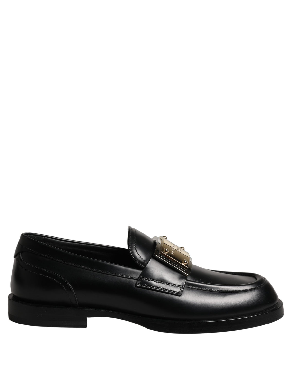 Dolce & Gabbana Black Leather Logo Plaque Loafers Men's Shoes (Pre-Owned)