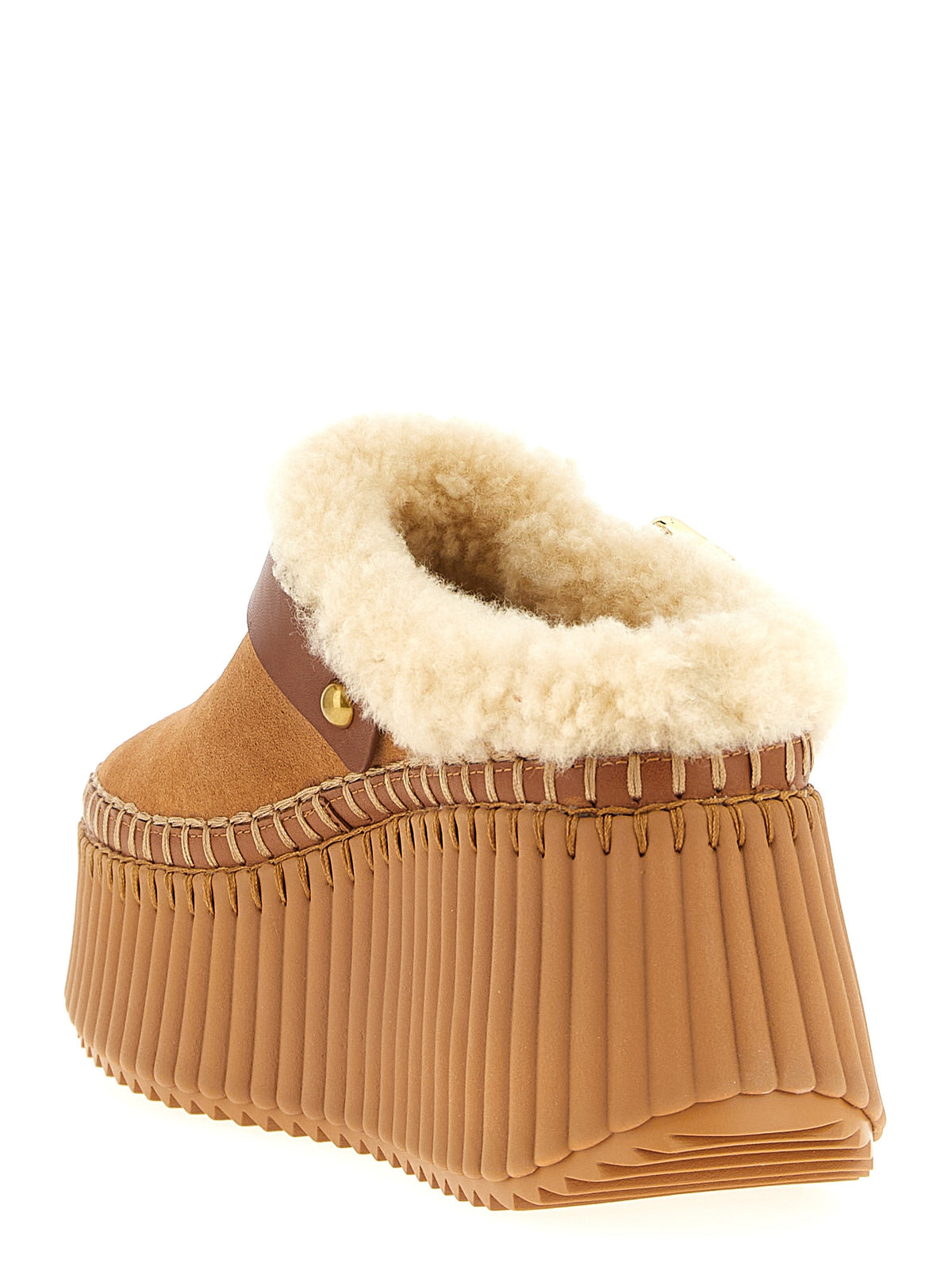 Chloé Brown Cowhide Wedge Women's Sandals