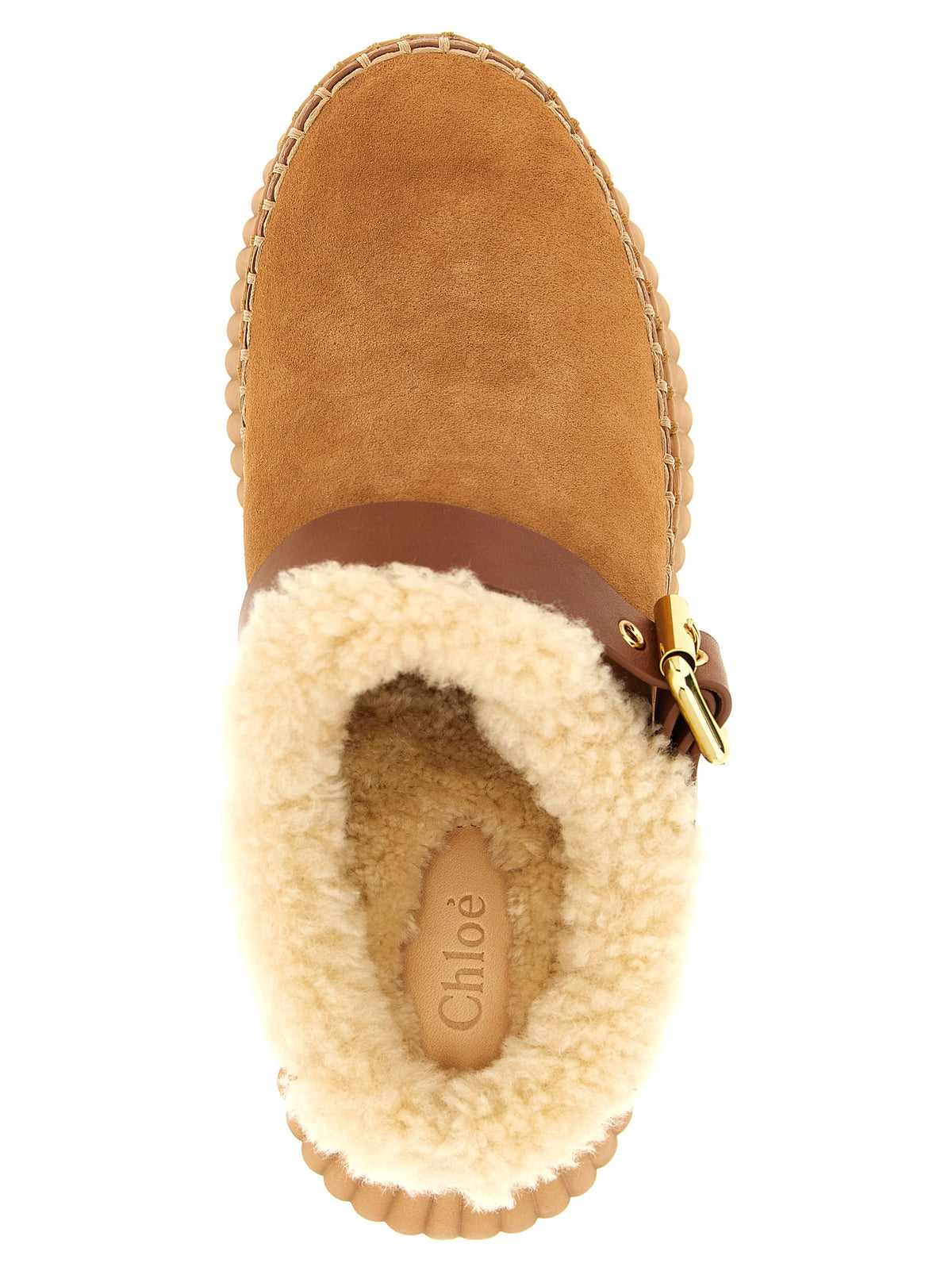 Chloé Brown Cowhide Wedge Women's Sandals