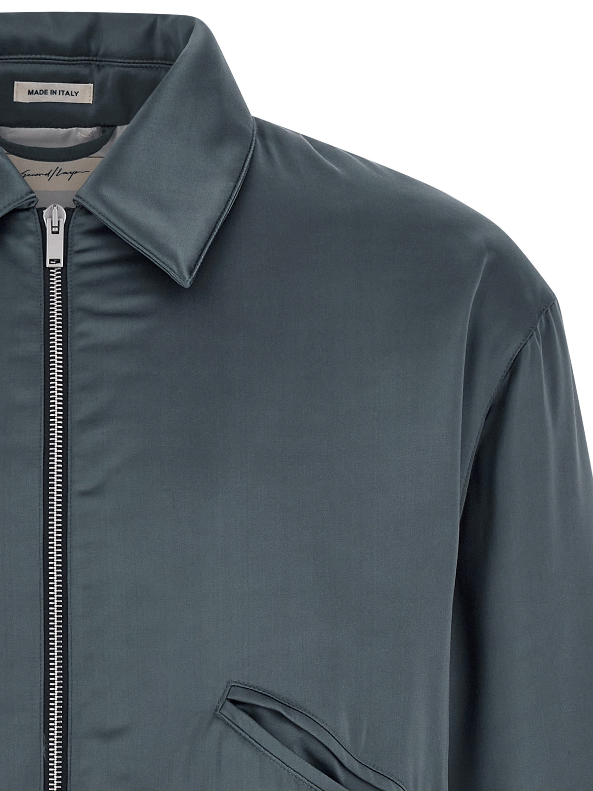 SECOND/LAYER Gray Viscose Men's Bomber