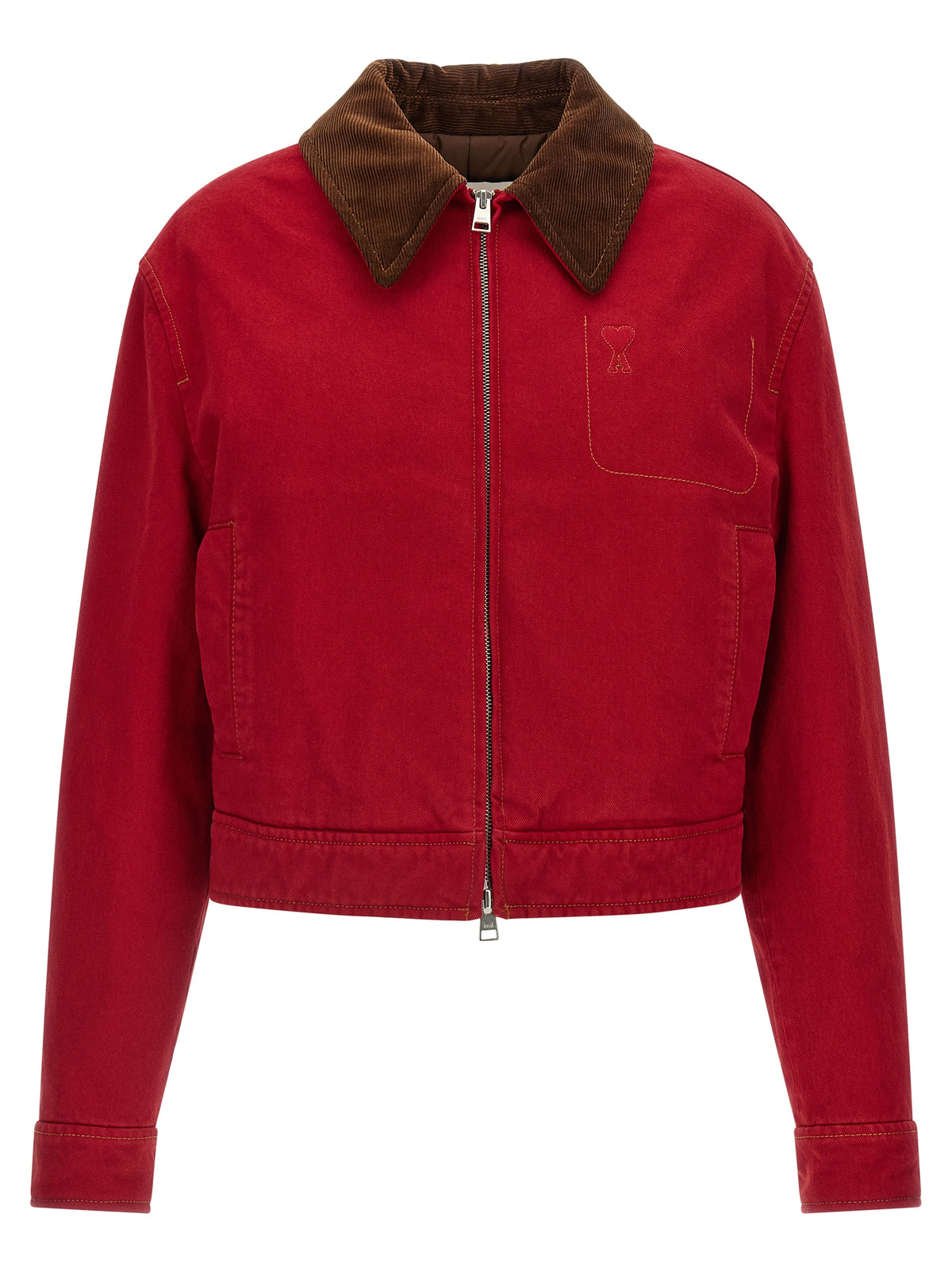 Ami Paris Red Cotton Biker Women's Jacket