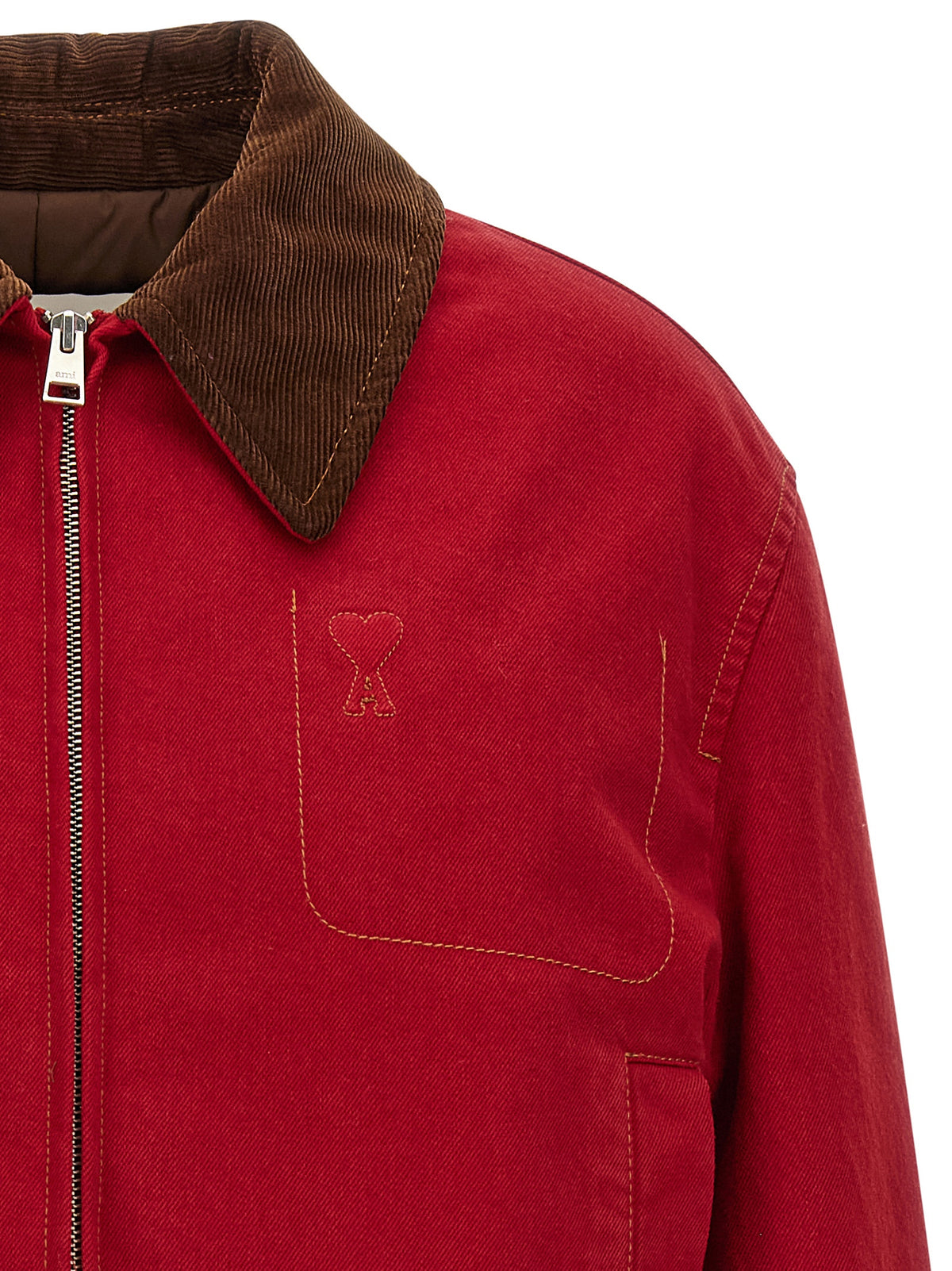 Ami Paris Red Cotton Biker Women's Jacket