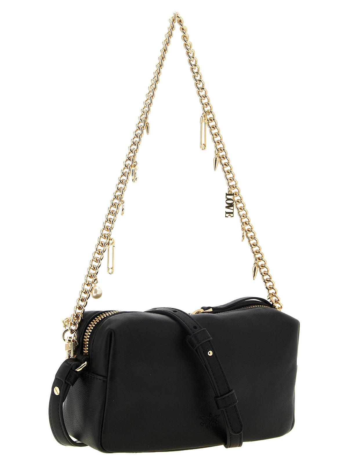 PINKO Black Lambskin Shoulder Women's Bag