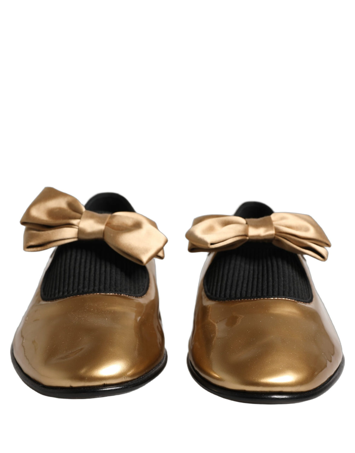 Dolce & Gabbana Metallic Gold Leather Flats Loafers Women's Shoes