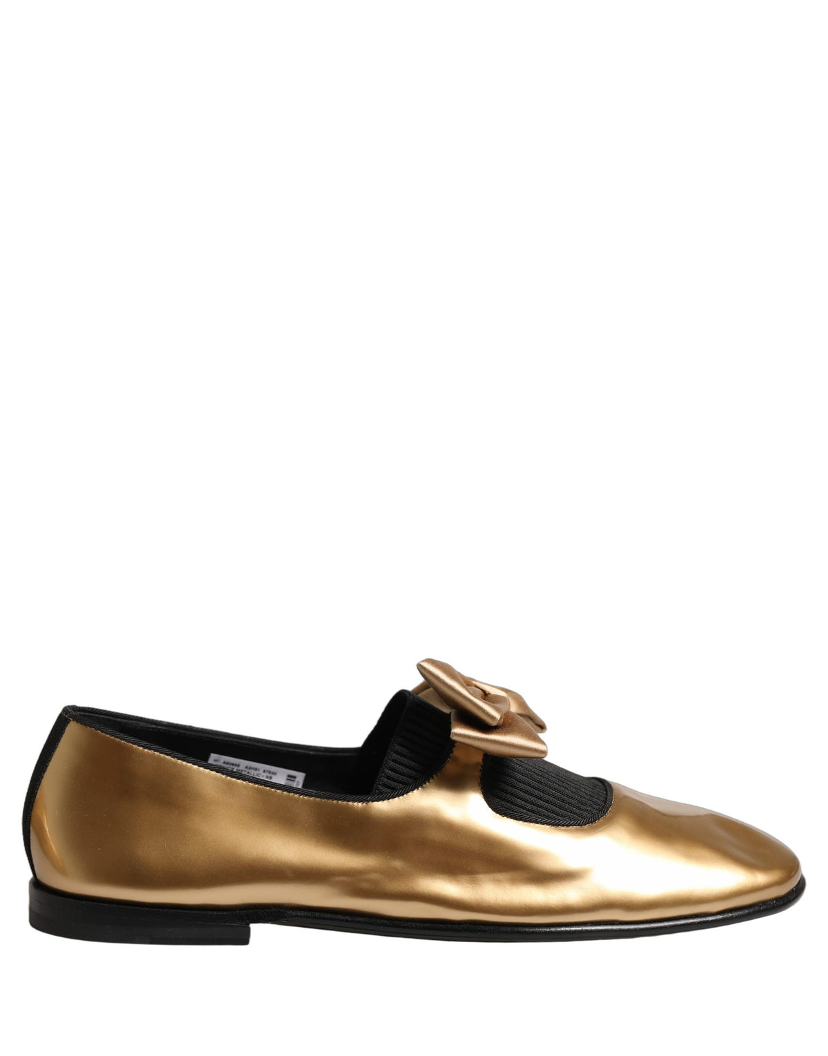 Dolce & Gabbana Metallic Gold Leather Flats Loafers Women's Shoes