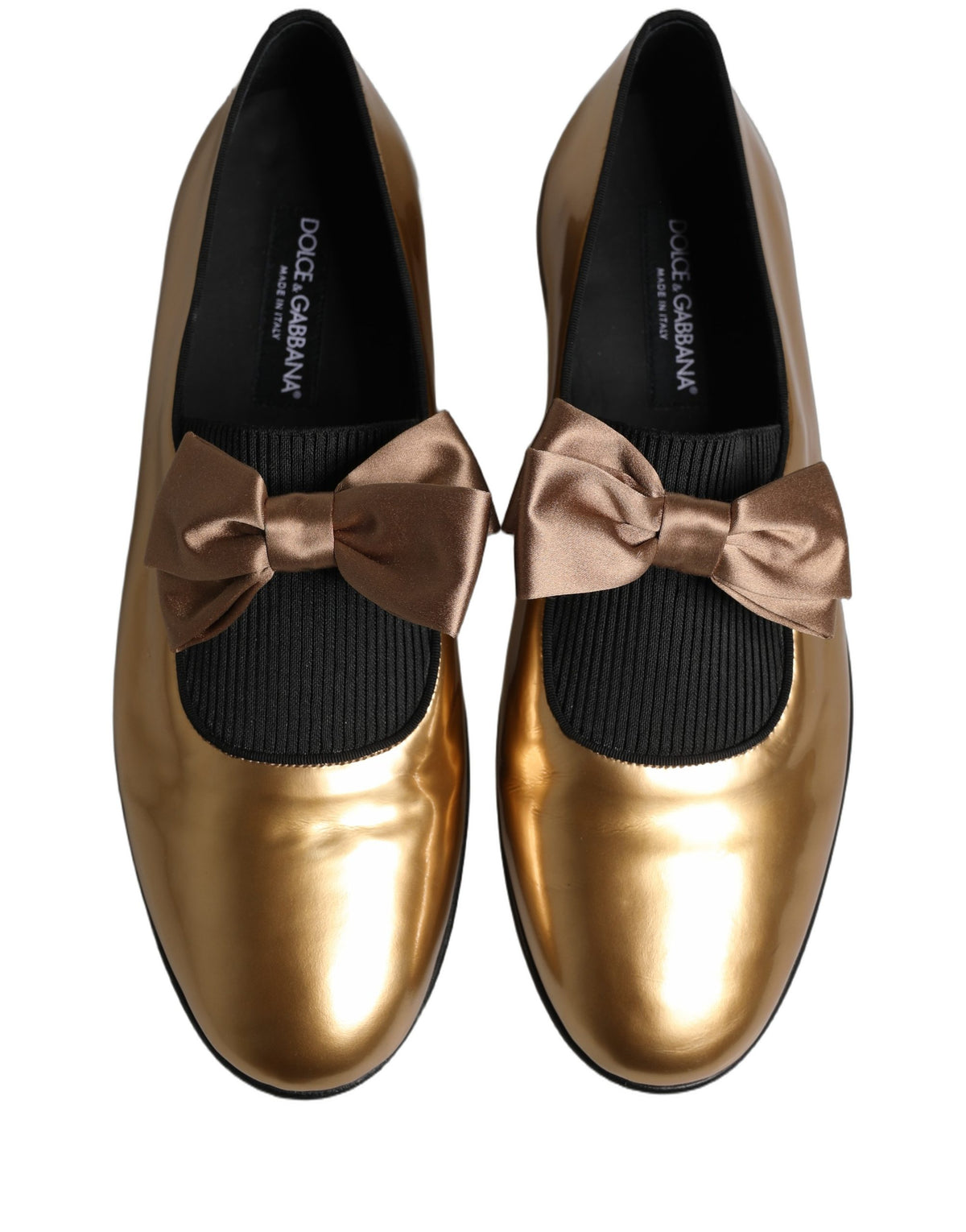 Dolce & Gabbana Metallic Gold Leather Flats Loafers Women's Shoes (Pre-Owned)