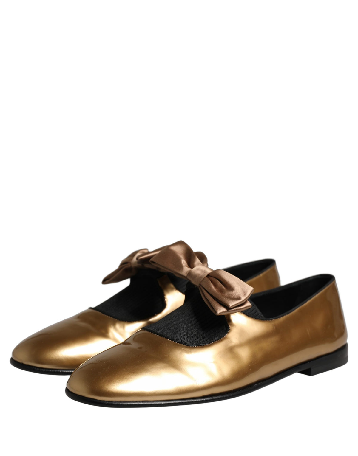 Dolce & Gabbana Metallic Gold Leather Flats Loafers Women's Shoes (Pre-Owned)