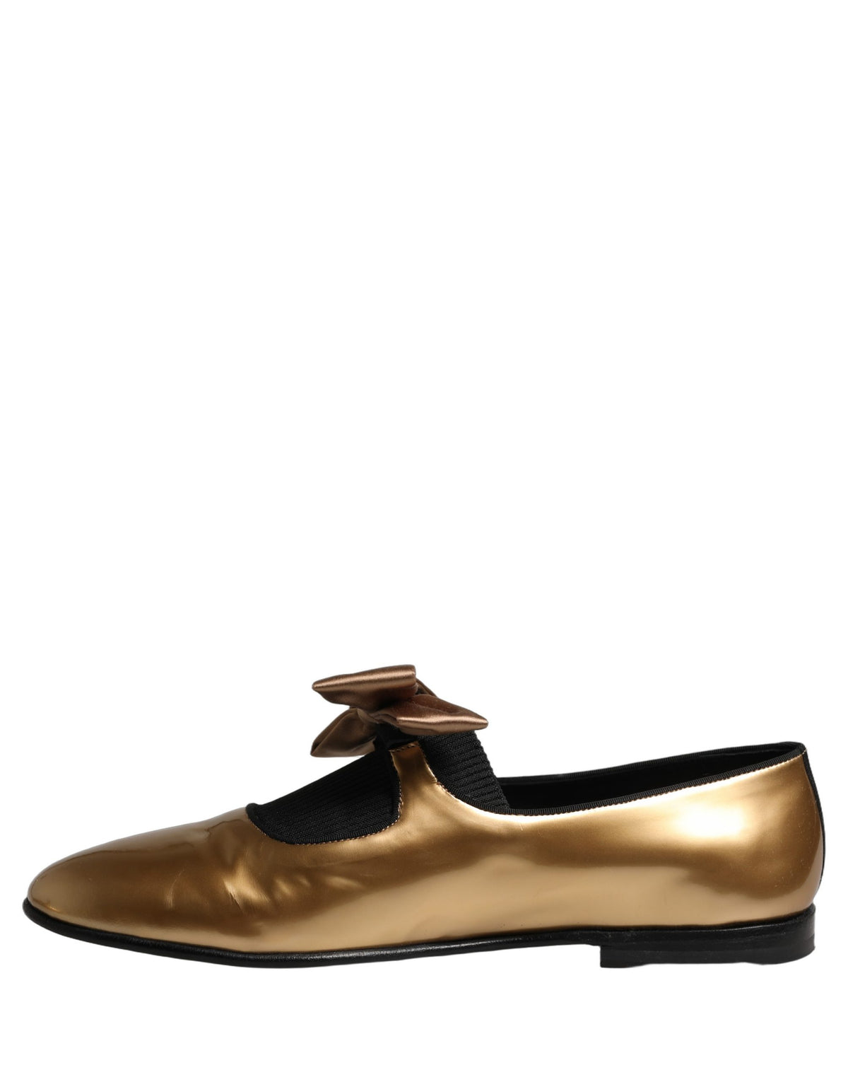 Dolce & Gabbana Metallic Gold Leather Flats Loafers Women's Shoes (Pre-Owned)