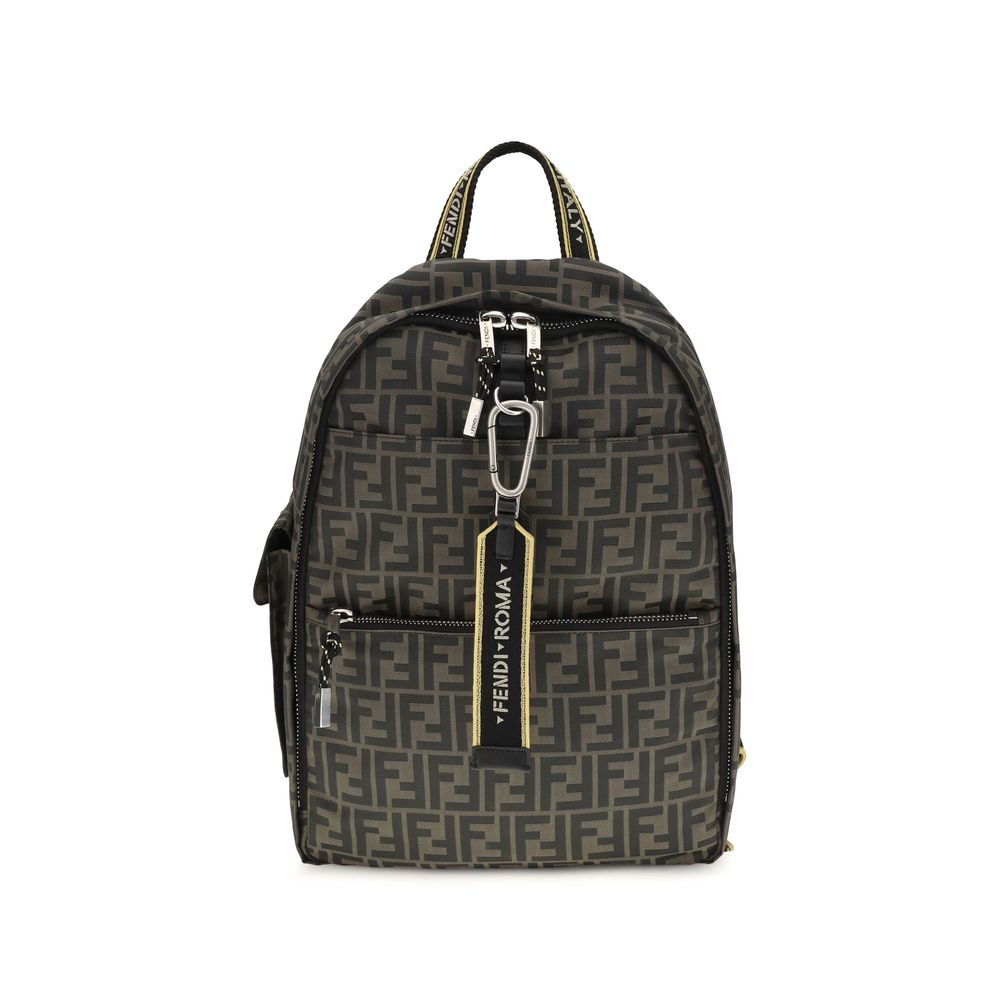 Fendi Brown Polyester Men's Backpack