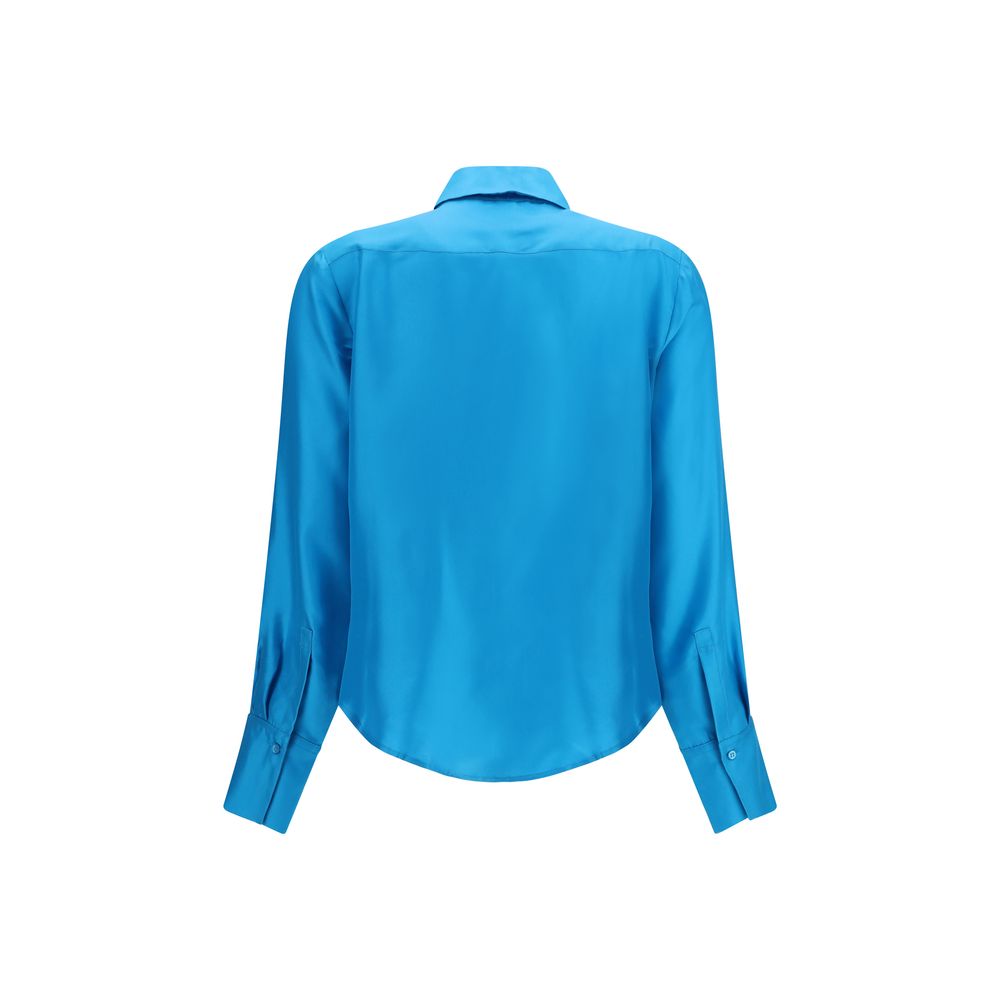 SA SU PHI Blue Silk Dress Women's Shirt