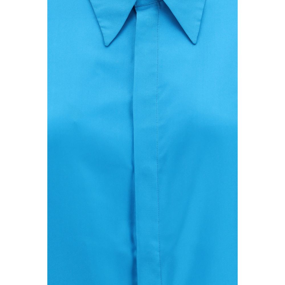 SA SU PHI Blue Silk Dress Women's Shirt