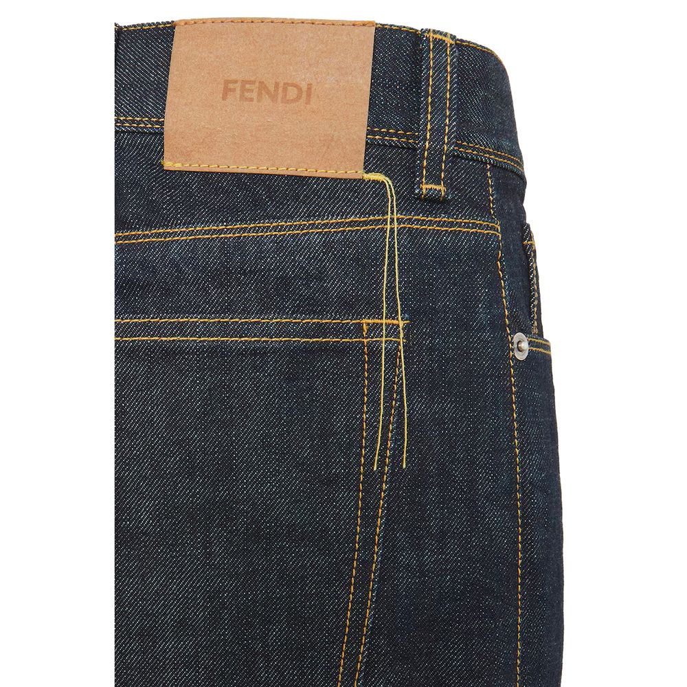 Fendi Blue Cotton Slim Fit Men's Jeans