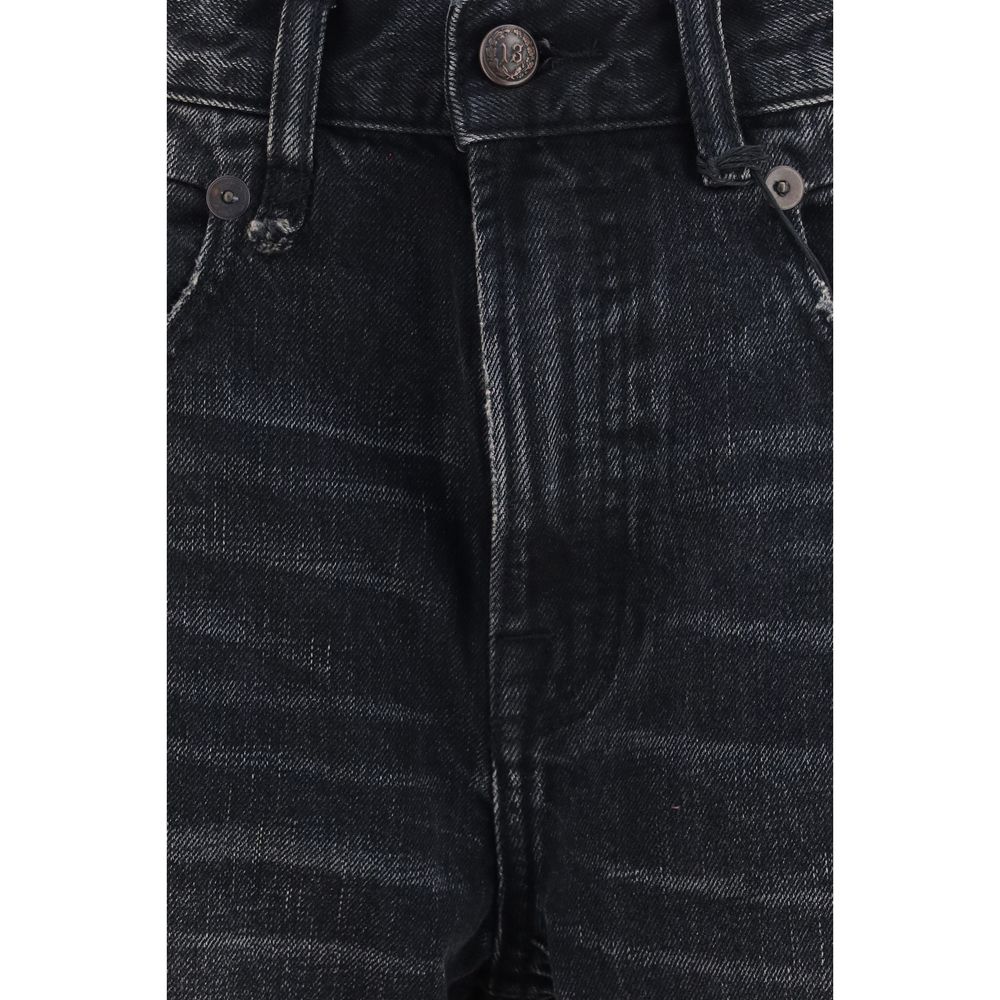 R13 Black Cotton Boyfriend Women's Jeans