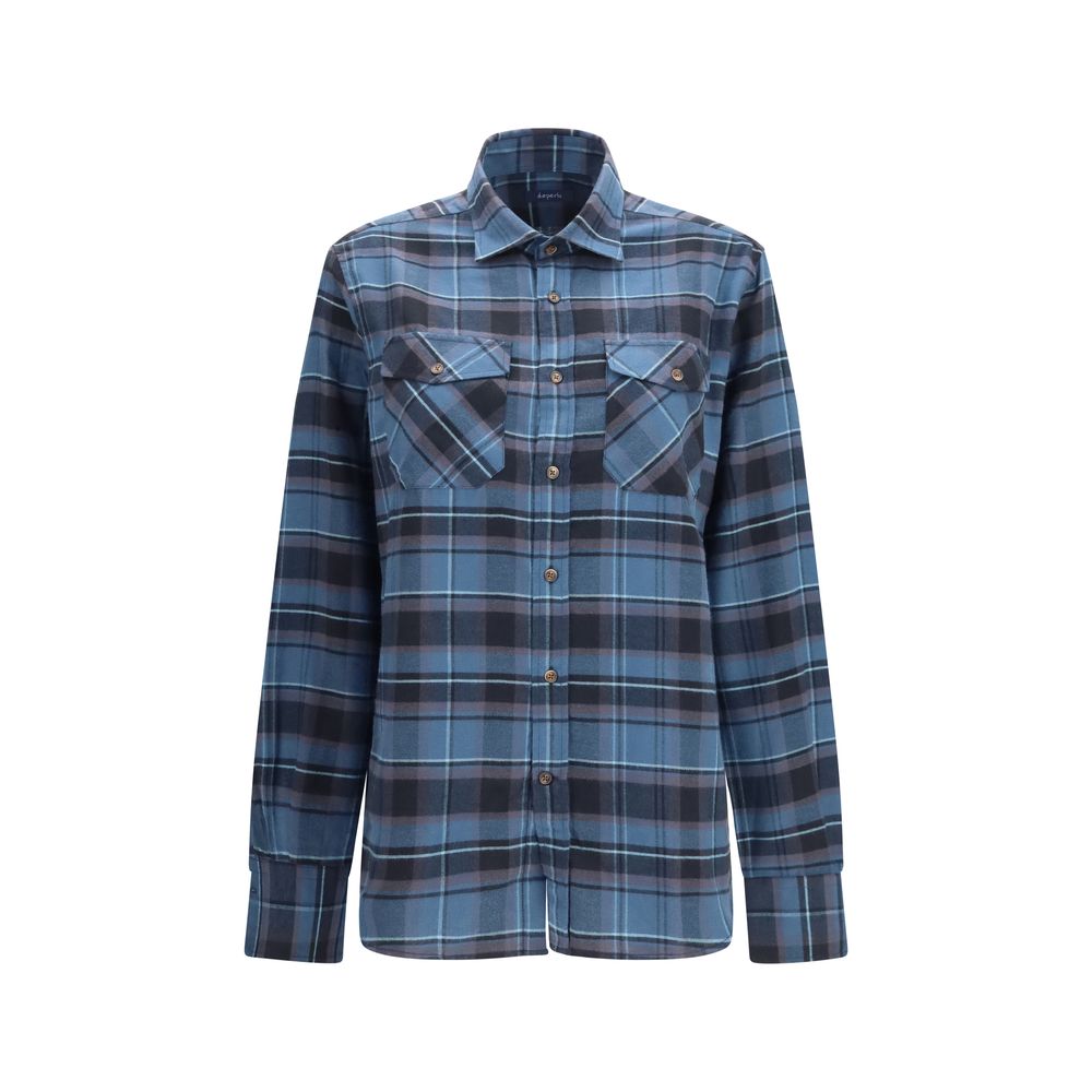 Deperlu Blue Cotton Pattern Men's Shirt