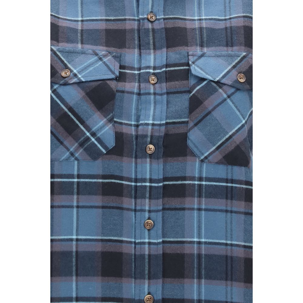 Deperlu Blue Cotton Pattern Men's Shirt
