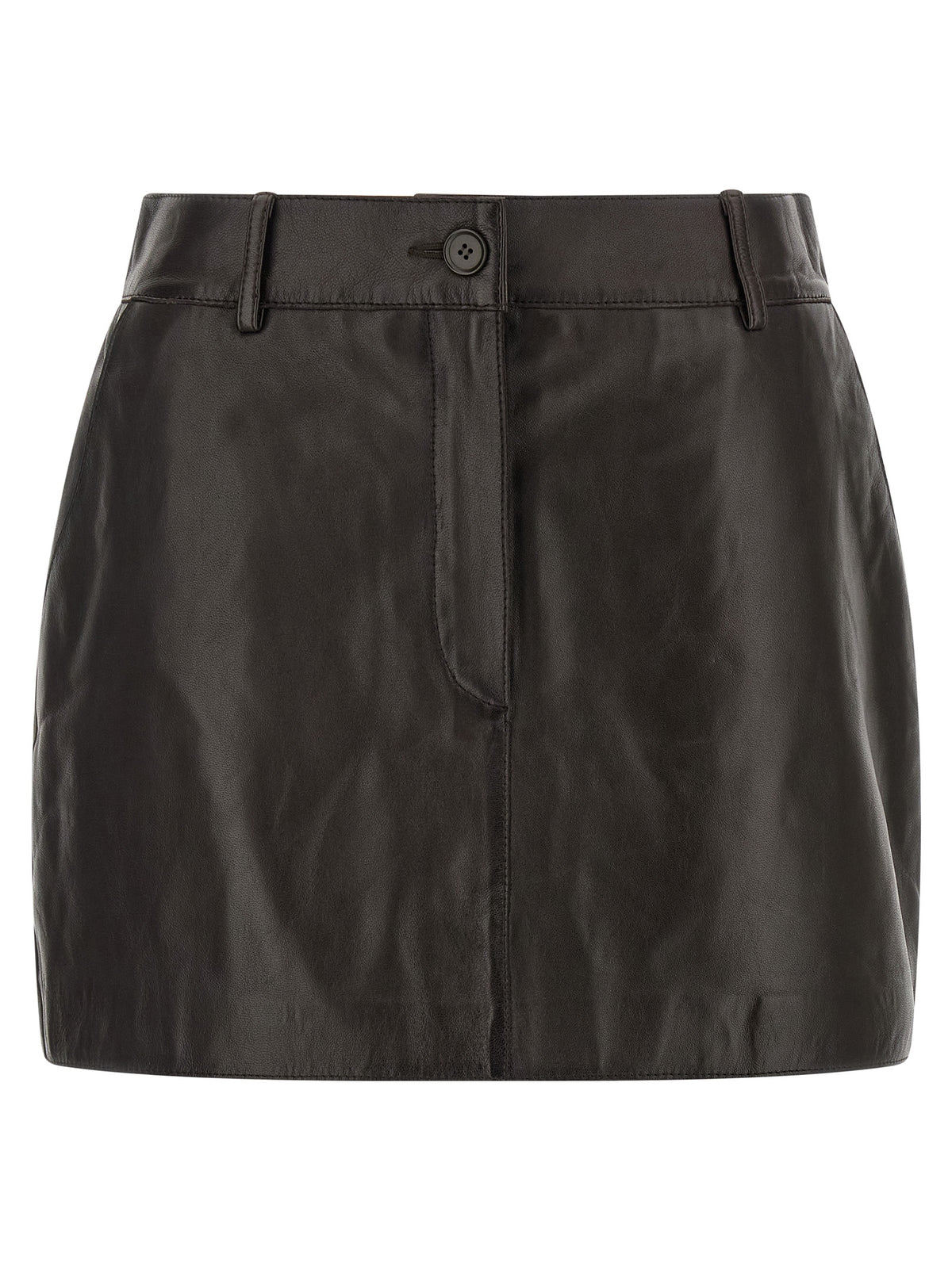 P.A.R.O.S.H. Brown Lamb Leather Long Women's Skirt