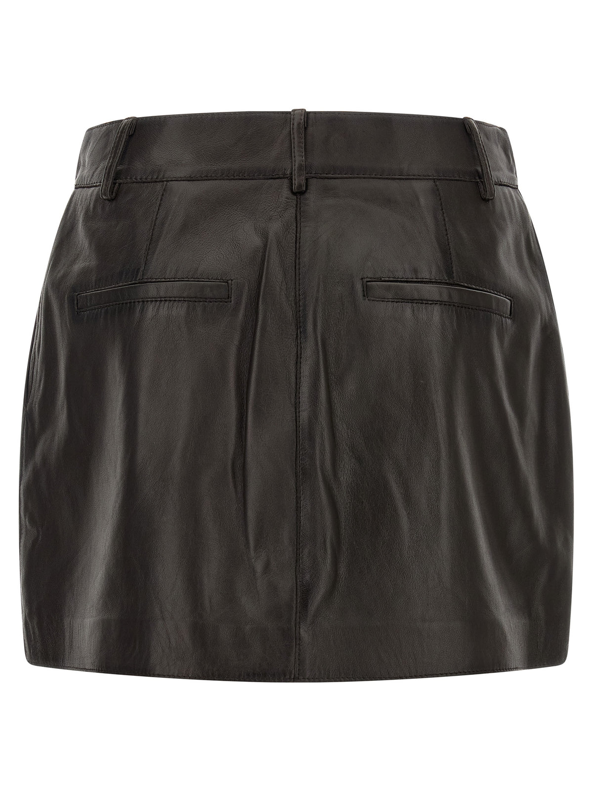 P.A.R.O.S.H. Brown Lamb Leather Long Women's Skirt