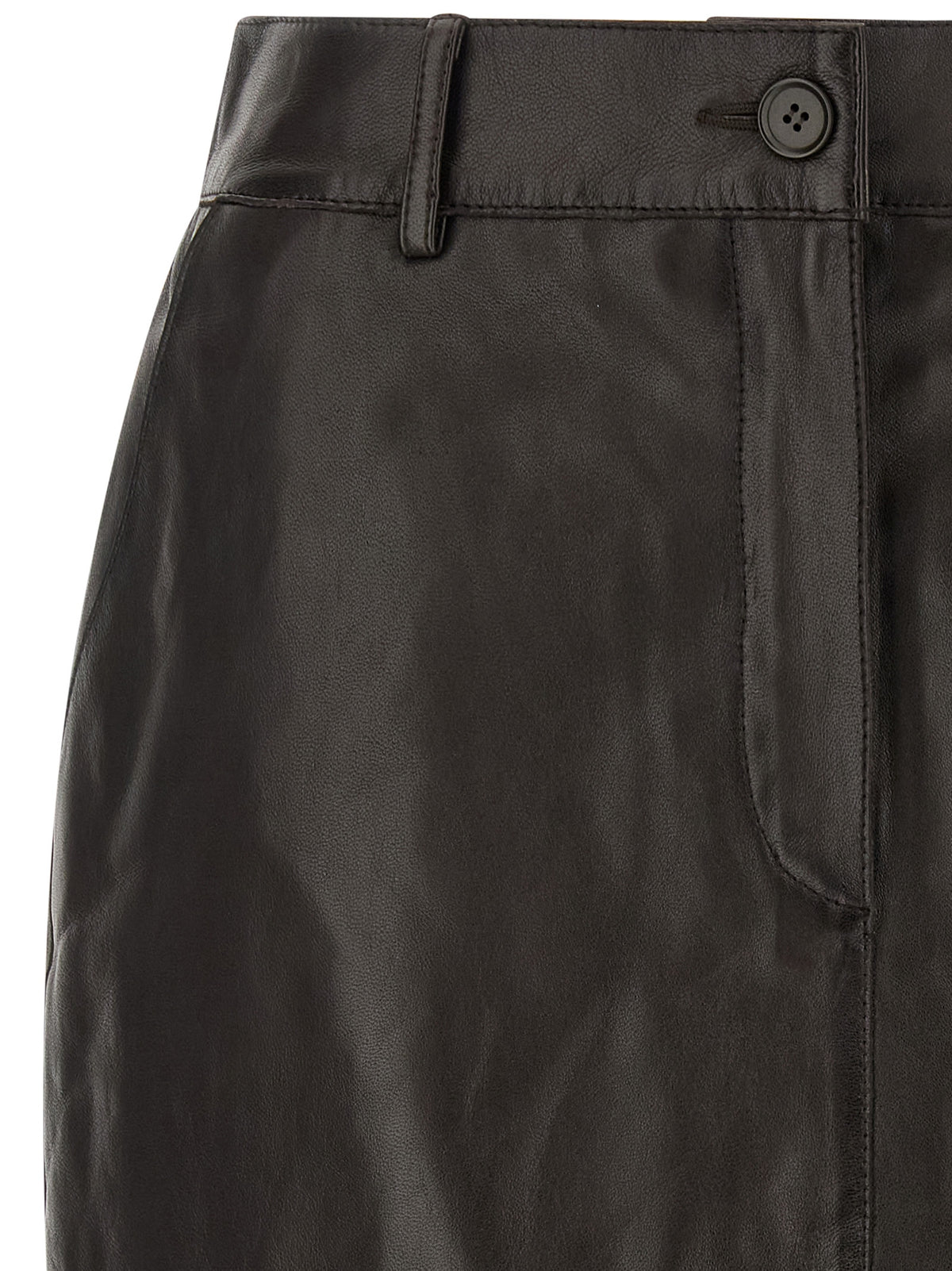 P.A.R.O.S.H. Brown Lamb Leather Long Women's Skirt