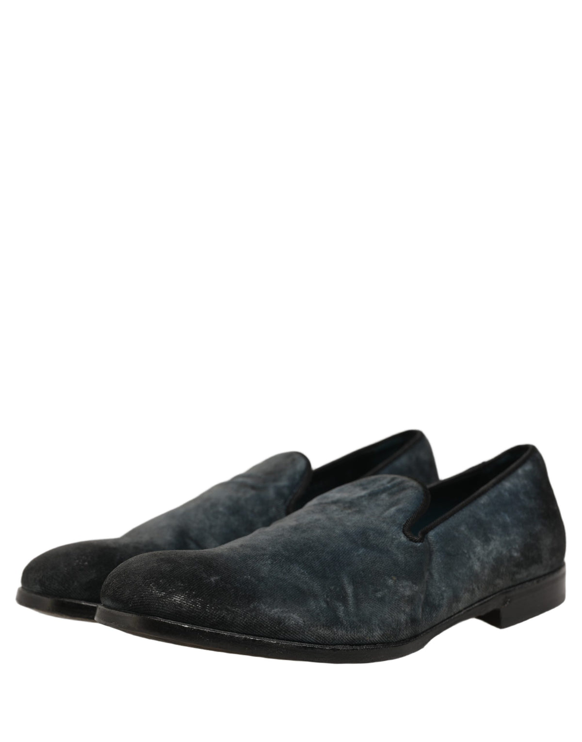 Dolce & Gabbana Blue Suede Slip On Men Slippers Loafers Men's Shoes