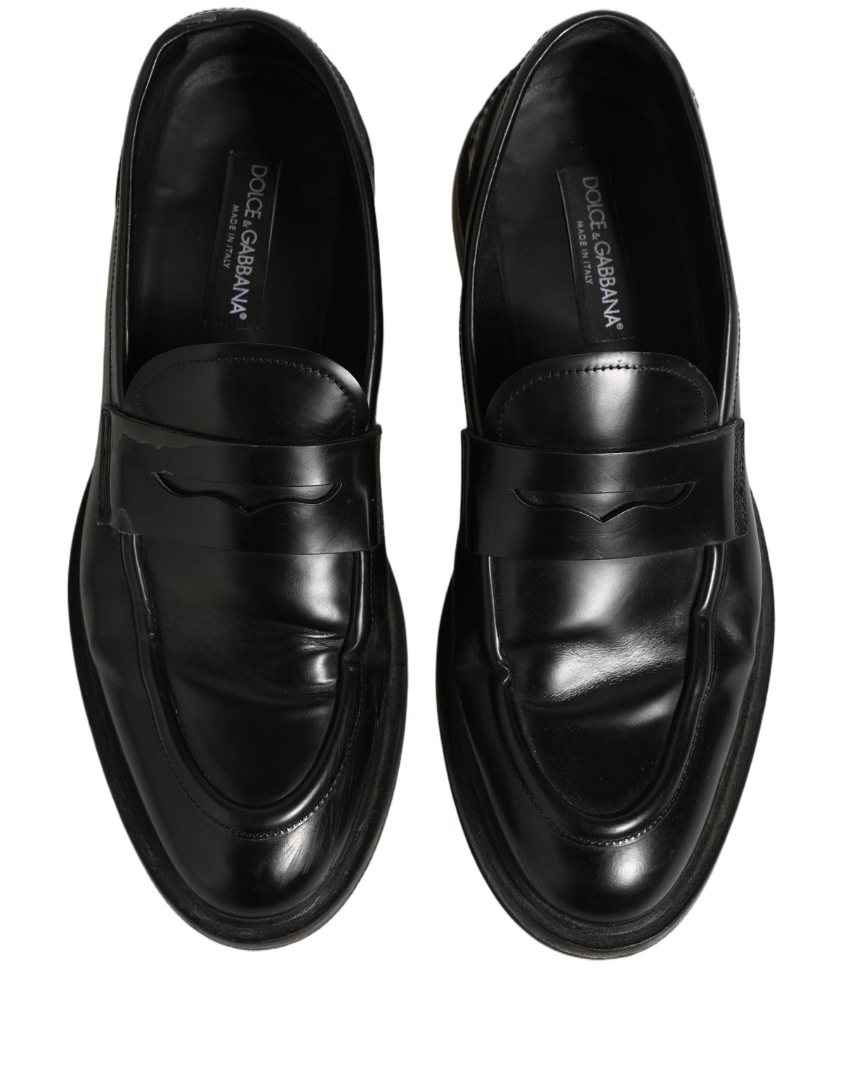Dolce & Gabbana Black Brushed Calf Leather Loafers Men's Shoes (Pre-Owned)