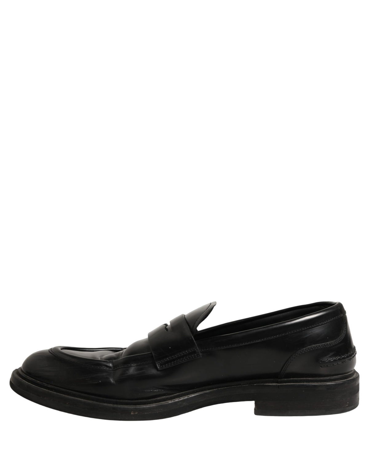 Dolce & Gabbana Black Brushed Calf Leather Loafers Men's Shoes (Pre-Owned)