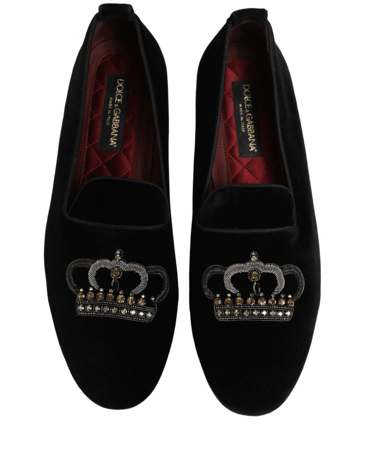 Dolce & Gabbana Black Crown Embellished Men Loafers Men's Shoes (Pre-Owned)