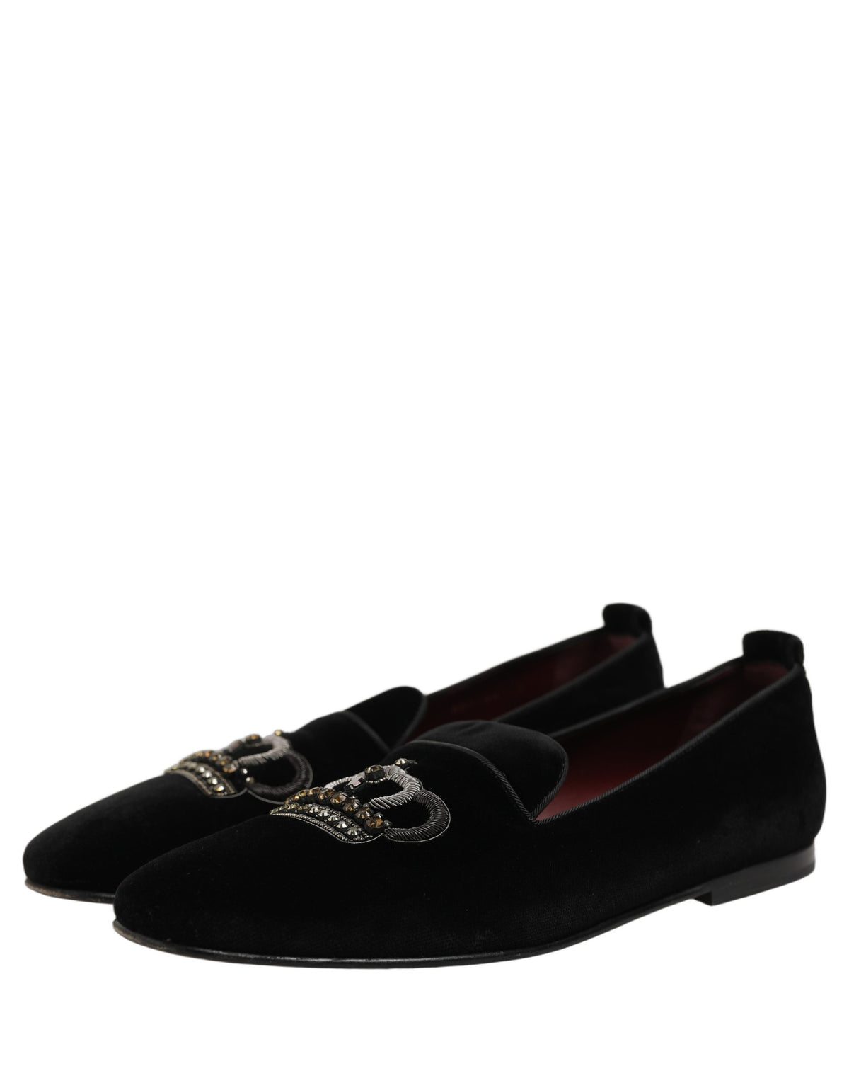Dolce & Gabbana Black Crown Embellished Men Loafers Men's Shoes (Pre-Owned)