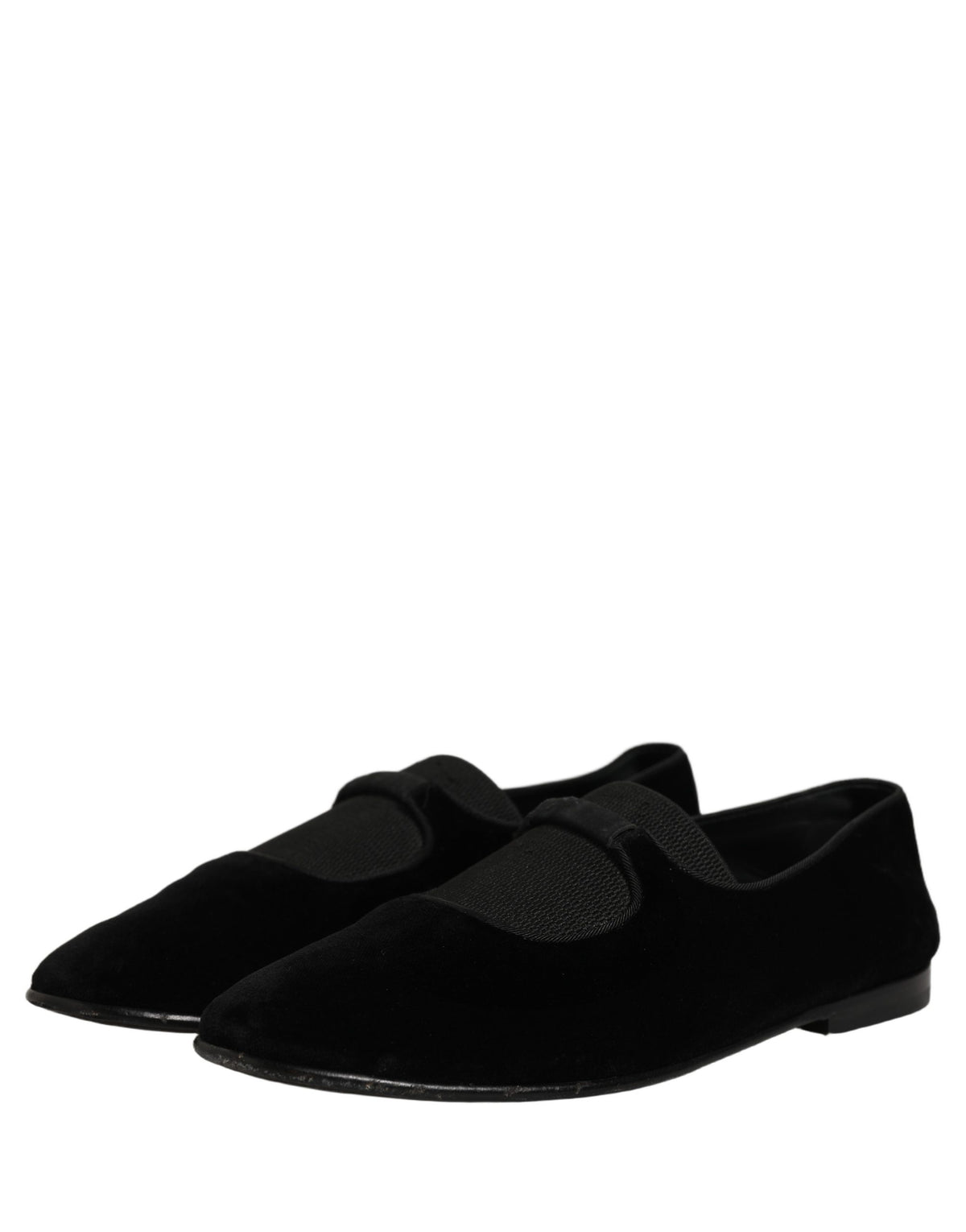 Dolce & Gabbana Black Velvet Slip On Slippers Loafers Men's Shoes (Pre-Owned)