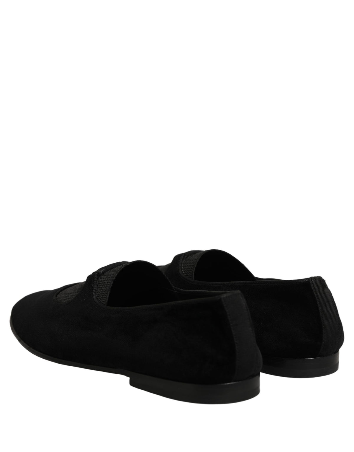 Dolce & Gabbana Black Velvet Slip On Slippers Loafers Men's Shoes (Pre-Owned)