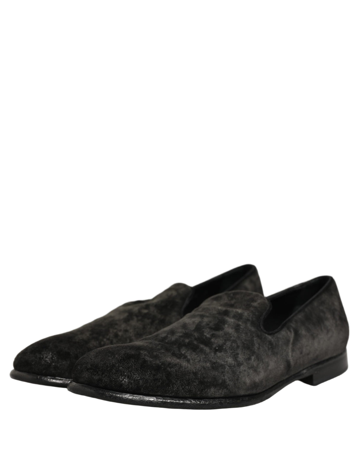 Dolce & Gabbana Black Suede Slip On Men Slippers Loafers Men's Shoes