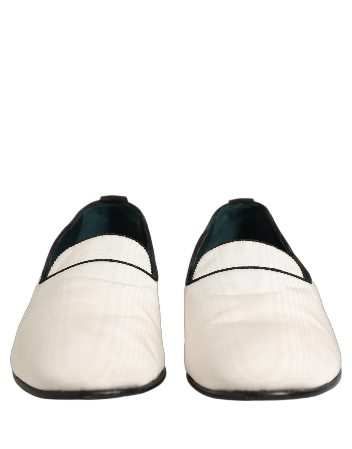 Dolce & Gabbana White Velvet Slip On Men Flats Loafers Men's Shoes (Pre-Owned)