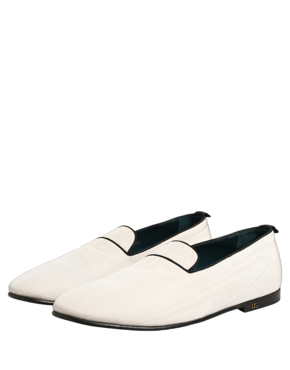 Dolce & Gabbana White Velvet Slip On Men Flats Loafers Men's Shoes (Pre-Owned)