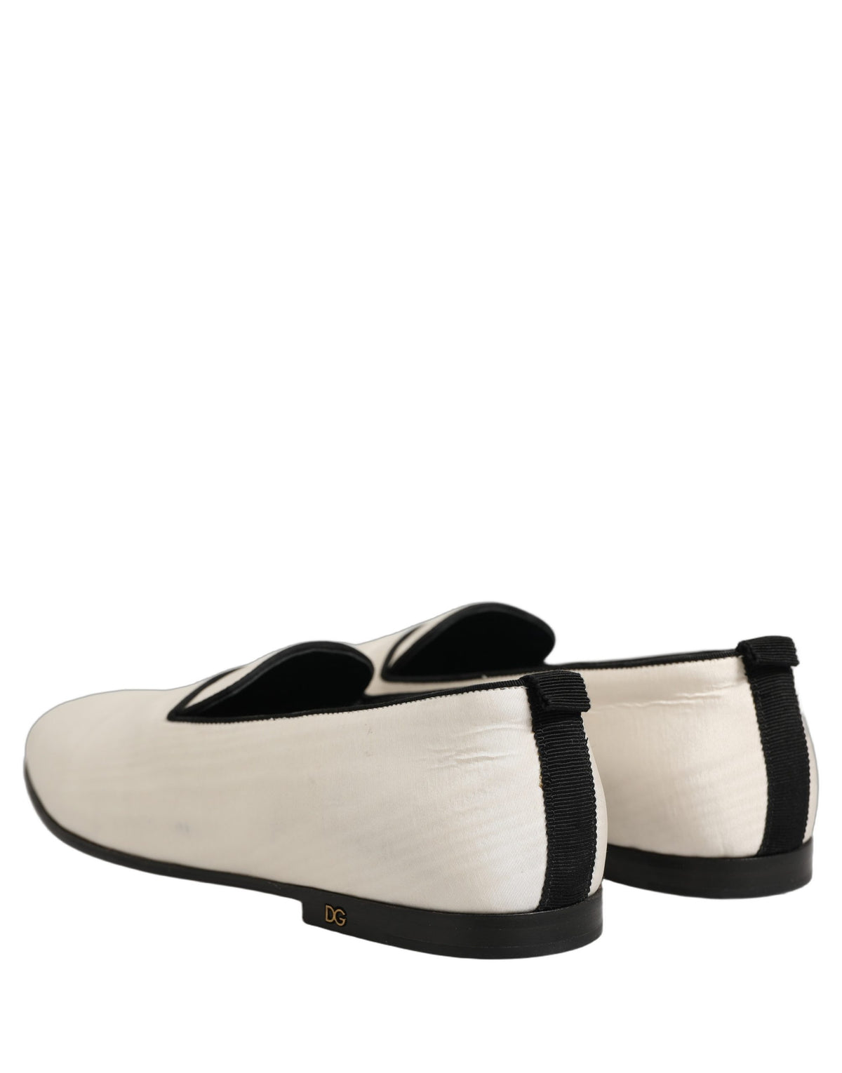 Dolce & Gabbana White Velvet Slip On Men Flats Loafers Men's Shoes (Pre-Owned)