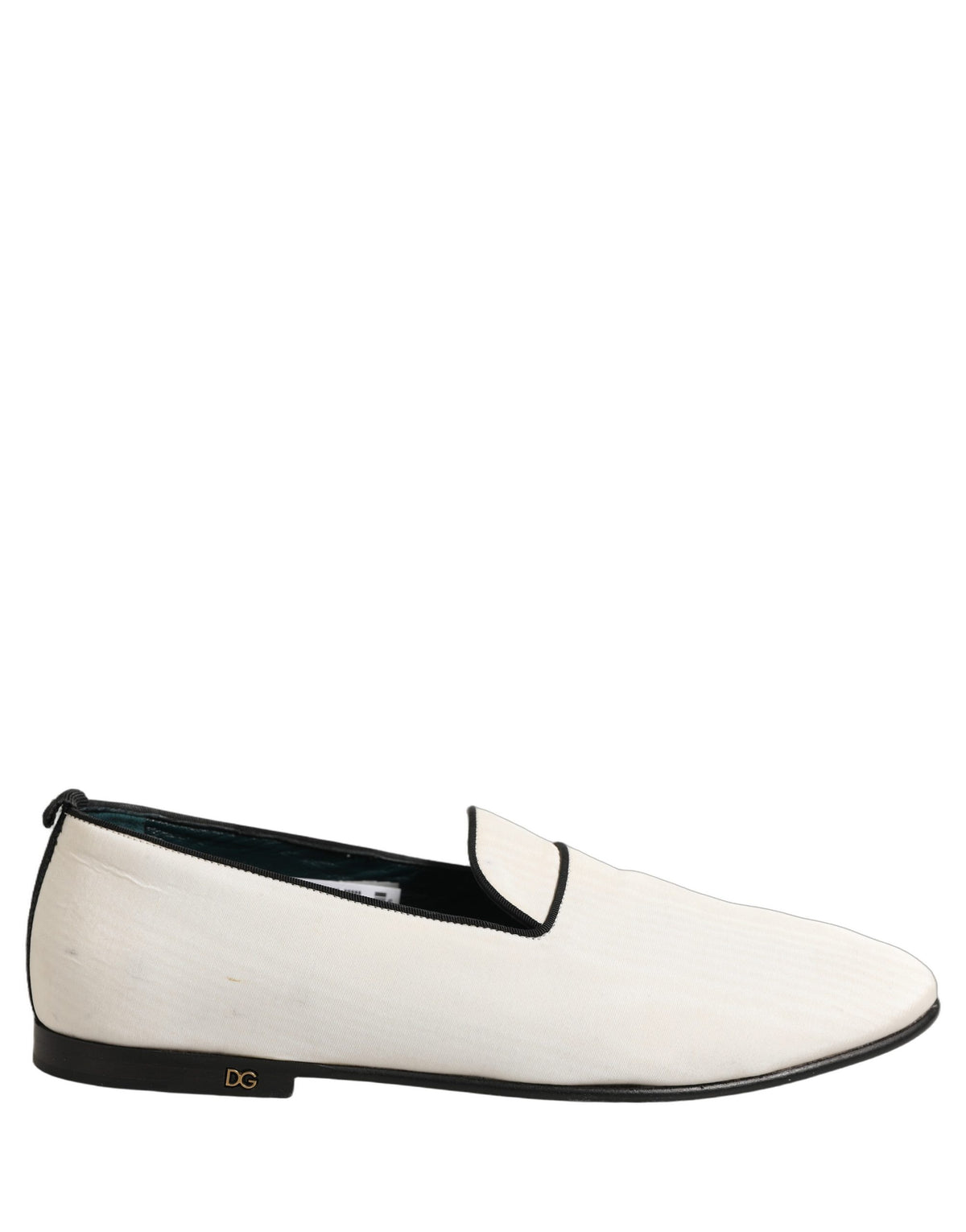 Dolce & Gabbana White Velvet Slip On Men Flats Loafers Men's Shoes (Pre-Owned)
