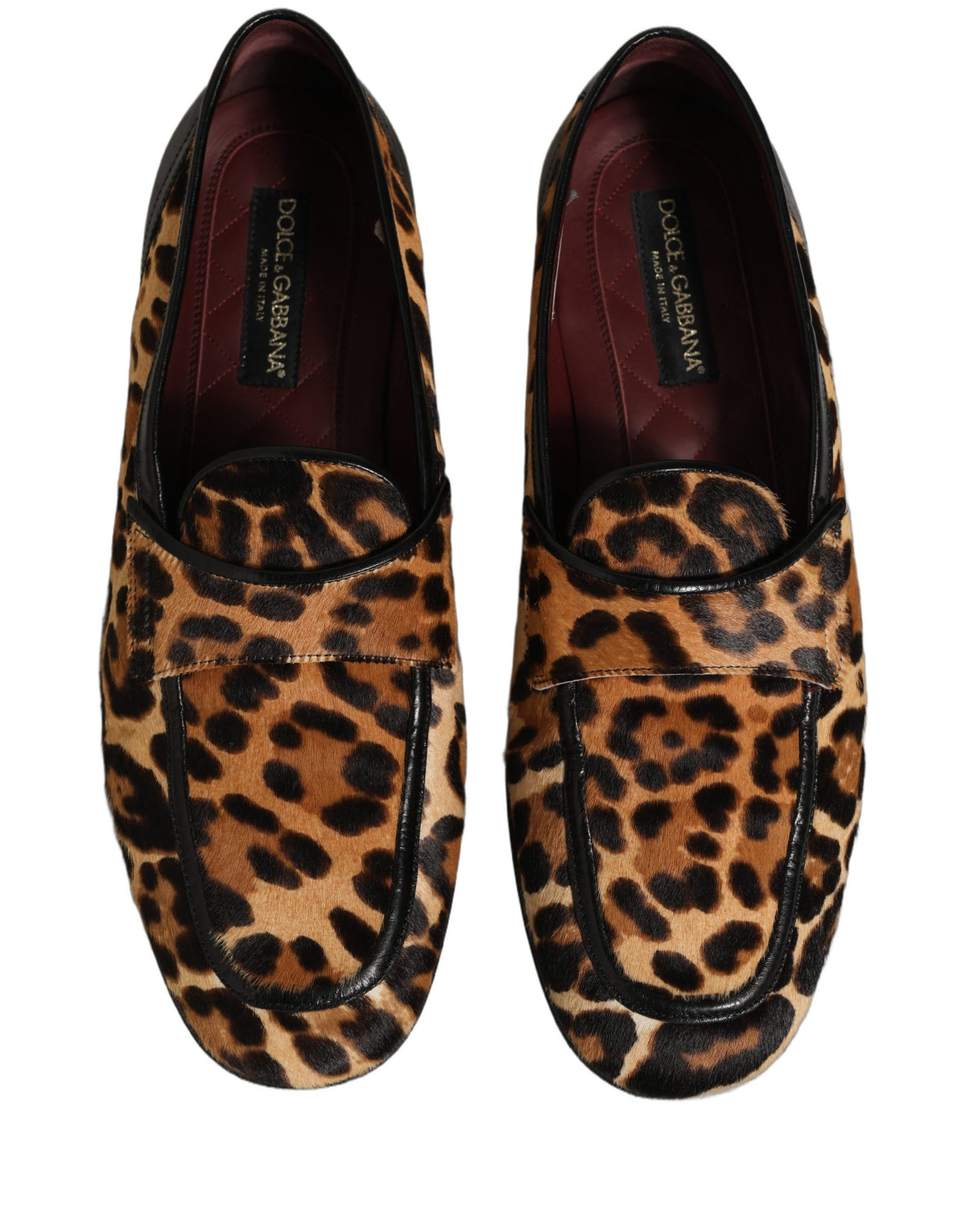 Dolce & Gabbana Brown Leopard Calf Hair Flats Loafers Men's Shoes (Pre-Owned)
