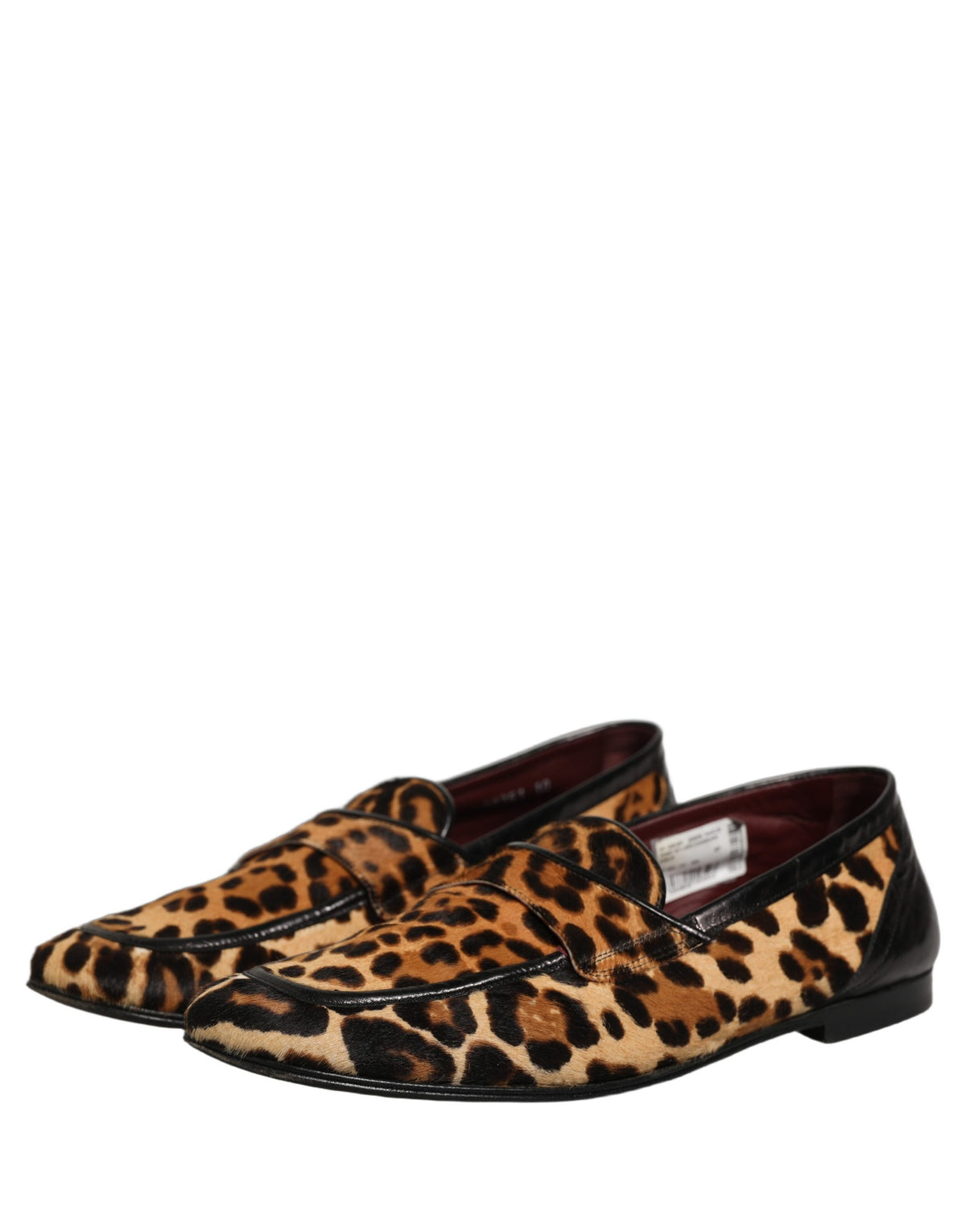 Dolce & Gabbana Brown Leopard Calf Hair Flats Loafers Men's Shoes (Pre-Owned)