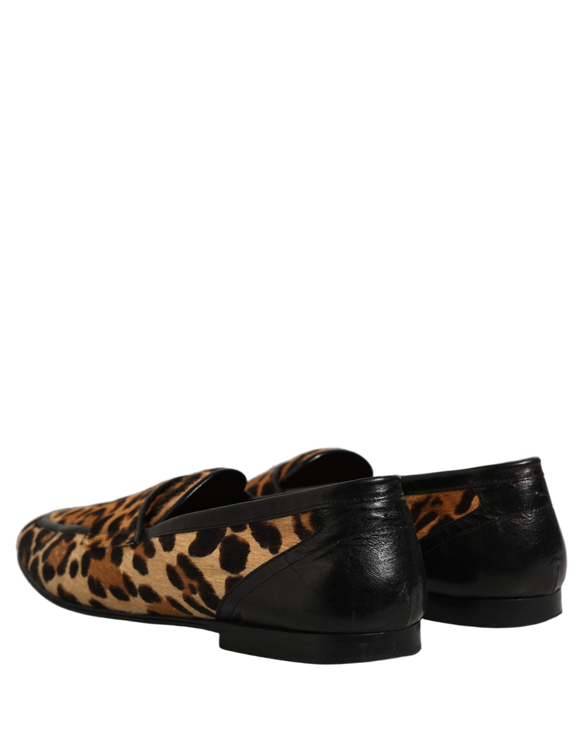 Dolce & Gabbana Brown Leopard Calf Hair Flats Loafers Men's Shoes (Pre-Owned)